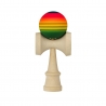 Jucarie Interactiva Kendama, din Lemn, 18 cm, Joc de Indemanare pentru Copii si Adulti, Model Gradient 4, Rosu/Galben/Verde