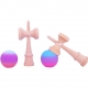 Jucarie Interactiva Kendama, din Lemn, 18 cm, Joc de Indemanare pentru Copii si Adulti, Model Gradient 1, Roz/Mov/Albastru