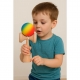 Jucarie Interactiva Kendama, din Lemn, 18 cm, Joc de Indemanare pentru Copii si Adulti, Model Gradient 3, Rosu/Galben/Albastru