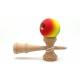 Jucarie Interactiva Kendama, din Lemn, 18 cm, Joc de Indemanare pentru Copii si Adulti, Model Gradient 3, Rosu/Galben/Albastru