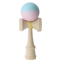 Jucarie Interactiva Kendama, din Lemn, 18 cm, Joc de Indemanare pentru Copii si Adulti, Model Gradient 5, Albastru/Lila