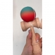 Jucarie Interactiva Kendama, din Lemn, 18 cm, Joc de Indemanare pentru Copii si Adulti, Model Gradient 6, Rosu/Verde