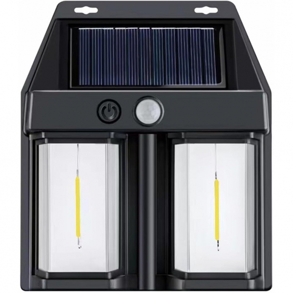 Lampa Solara LED Decorativa de Perete, pentru Exterior, Suspendata, 800mAh, 15x13x6 cm, Neagra