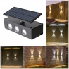 Lampa solara LED bidirectionala, cu panou ajustabil, comutator culoare lumina, pentru perete, scari, gradina, terasa, 16 x 6.5 c