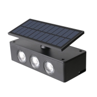 Lampa solara LED bidirectionala, cu panou ajustabil, comutator culoare lumina, pentru perete, scari, gradina, terasa, 16 x 6.5 c