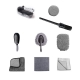 Set 9 Piese pentru Spalat Auto, din Plastic si Microfibra, Perii si Lavete, Model B, Gri