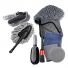 Set 9 Piese pentru Spalat Auto, din Plastic si Microfibra, Perii si Lavete, Model A, Gri