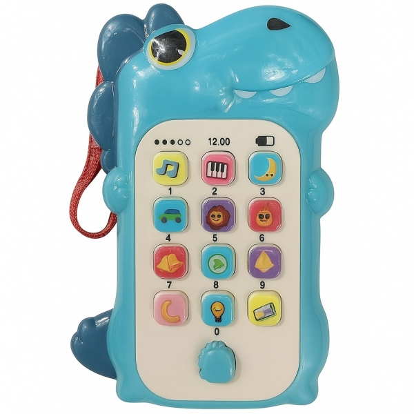 Jucarie Interactiva, Telefon Inteligent, Model Dinozaur, Functii Educative, Muzicale si Voce, 4-6 ani, 19 x 11.5 cm, din Plastic