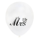 Set 10 Baloane din Latex, Model Party Casatorie, Mr&Mrs Just Married, 2.8 g, 30 cm, Alb/Negru