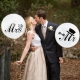Set 10 Baloane din Latex, Model Party Casatorie, Mr&Mrs Just Married, 2.8 g, 30 cm, Alb/Negru
