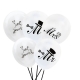Set 10 Baloane din Latex, Model Party Casatorie, Mr&Mrs Just Married, 2.8 g, 30 cm, Alb/Negru
