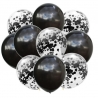 Set 10 Baloane din Latex, Model Party Confetti, 5 x Confetti, 5 x Negru, 25 cm, 2.2g