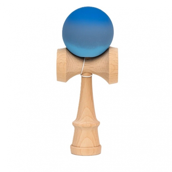 Jucarie Interactiva Kendama, din Lemn, 18 cm, Joc de Indemanare pentru Copii si Adulti, Model Gradient 9, Albastru/Gri/Bleu