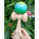 Jucarie Interactiva Kendama, din Lemn, 18 cm, Joc de Indemanare pentru Copii si Adulti, Model Gradient 12, Galben/Albastru/Verde