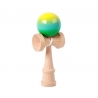 Jucarie Interactiva Kendama, din Lemn, 18 cm, Joc de Indemanare pentru Copii si Adulti, Model Gradient 12, Galben/Albastru/Verde