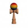 Jucarie Interactiva Kendama, din Lemn, 18 cm, Joc de Indemanare pentru Copii si Adulti, Model Gradient 8, Rosu/ Galben/ Albastru
