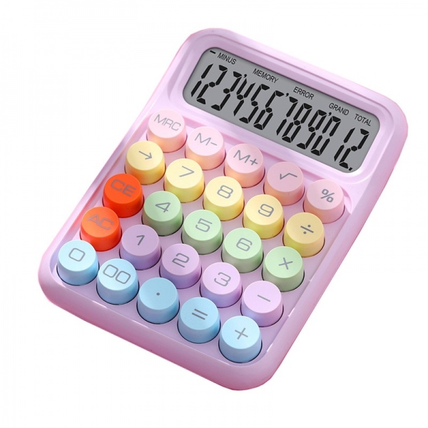 Calculator Electronic pentru Copii, Calculator Dragut pentru Scoala Primara, Ecran mare 12 digits si Tastatura Mecania, 16 x 11 
