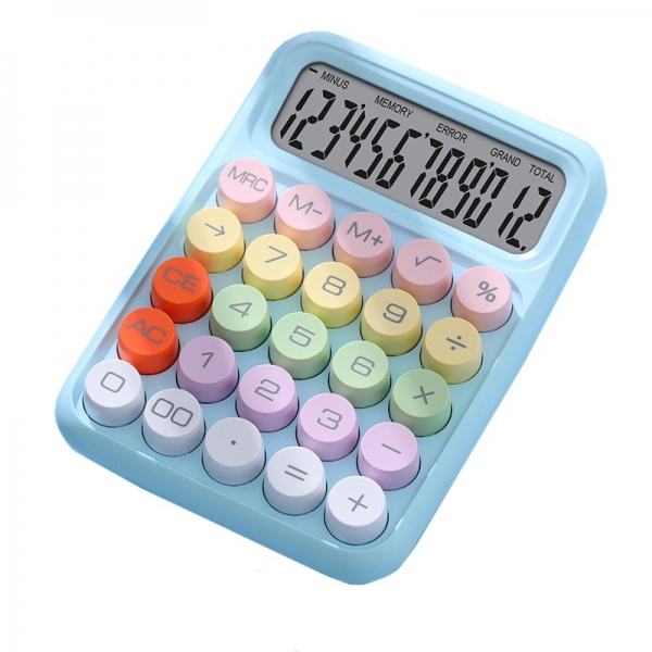 Calculator Electronic pentru Copii, Calculator Dragut pentru Scoala Primara, Ecran mare 12 digits si Tastatura Mecania, 16 x 11 