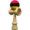 Jucarie Interactiva Kendama Profesionala, din Lemn, 18 cm, Joc de Indemanare pentru Copii si Adulti, Multicolor Rosu Negru Galbe