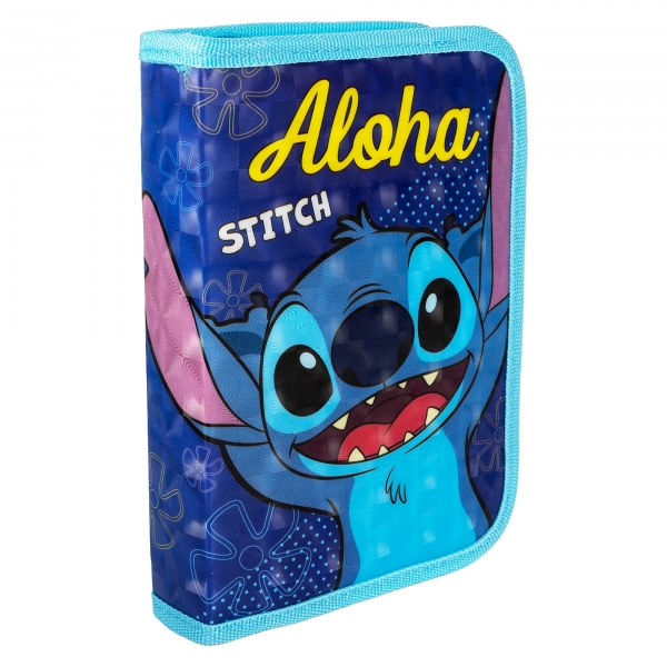 Penar textil scoala, 1 compartiment, Stitch, Albastru, 20 cm