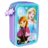Penar textil scoala, 3 compartimente, Frozen, Albastru Deschis/Mov, 20 cm