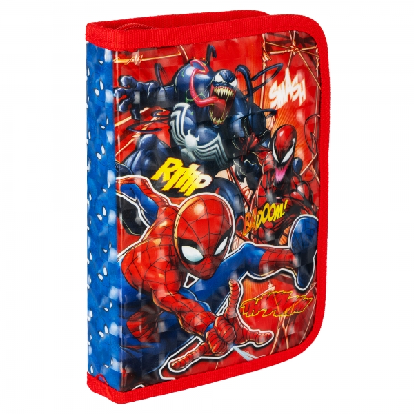 Penar textil, 1 fermoar si 2 flapsuri, Spiderman, 21 x 14 x 3.5 cm