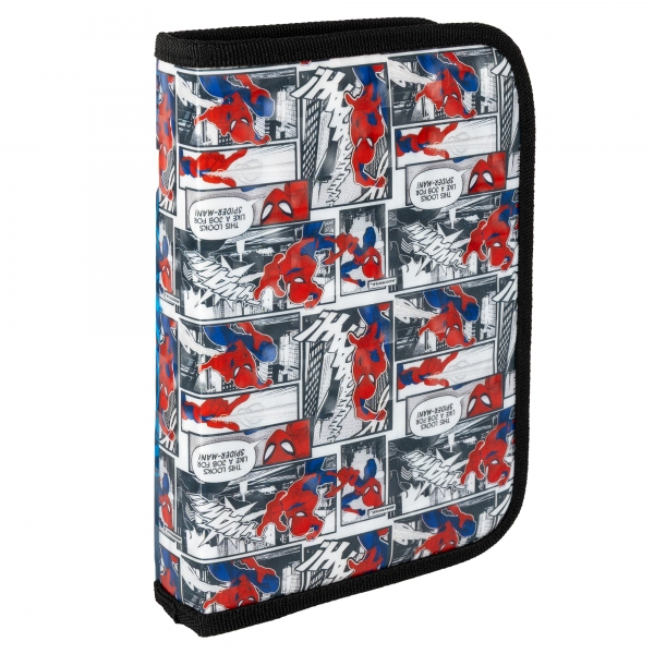 Penar textil scoala, 1 compartiment, Spider-Man, Negru, 20 cm