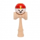Jucarie Interactiva Kendama Rege, din Lemn, 18 cm, Joc de Indemanare pentru Copii si Adulti, Model Bicolor cu Maner Maro, Rosu A