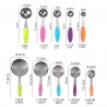 Set 10 Piese de Masurare, 5 Linguri Gradate + 5 Cesti Gradate, Otel Inoxidabil + Silicon, 19 x 8 x 9 cm, Multicolor
