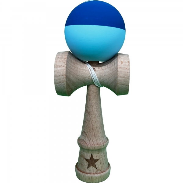 Kendama X Originala, 18 cm, Profesionala, +9 Ani, din Lemn, Model 2 Culori, Albastru Inchis/Bleu