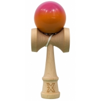 Jucarie Kendama X Originala, Profesionala, Super Sticky din Lemn, 18 cm, Gradient Roz/Portocaliu/Galben