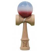 Jucarie Kendama X Originala, Profesionala, Super Sticky din Lemn, 18 cm, Gradient Roz/Alb/Gri