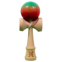 Jucarie Kendama X Originala, Profesionala, Super Sticky din Lemn, 18 cm, Gradient Rosu/Verde