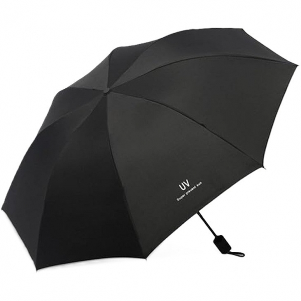 Umbrela, Protectie UV Soare, Protectie Ploaie, Pliabila, din Vinil si Otel, 96 x 67 cm, Negru