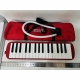 Muzicuta Melodica 32 Clape, din ABS, pentru Incepatori, 45 x 13 x 7 cm, Include Husa si Suflator, Rosu