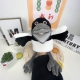 Papusa de Mana pentru Teatru de Papusi, din Plus, 30 cm, Model Pasare, Alb/Negru