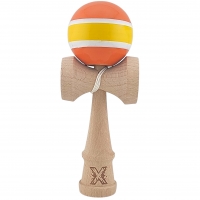 Kendama X Originala, Profesionala, Super Sticky din Lemn, 18 cm, Portocaliu/Galben/Alb