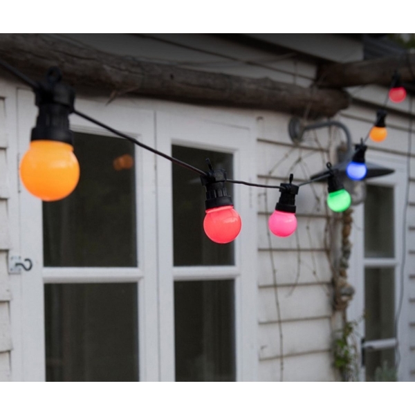 Ghirlanda Luminoasa,  fara Transformator, 10 m, 20 LED-uri Model Bulb, Interconectabila, IP65, Multicolor