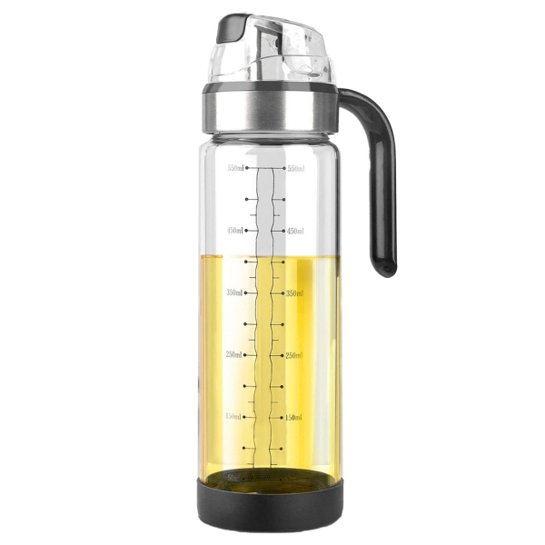 Sticla de ulei etansa cu deschidere inchidere,  Dispenser de ulei de bucatarie, Sos de soia, Otet, 500 ml, Transparent