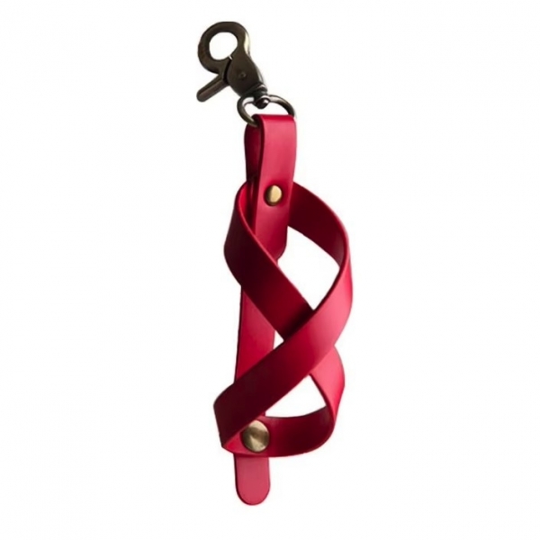 Husa pentru Kendama,  Husa de Depozitare pentru Kendama, din Piele Ecologica, Catarama cu Agatare pentru Transportare, Model Breloc 8, 12 x 6 cm, Rosu