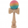 Kendama X Originala, Profesionala, din Lemn, Rubber Grip, 18 cm, Roz/Galben/Albastru