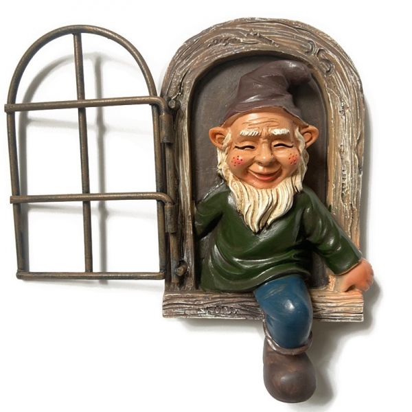 Decoratiune pentru Gradina, Model Elf pentru Pom, Statuie pentru Gradina din Rasina, Decor pentru Gradina, Elf, 14.5 x 8 x 15 cm