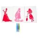 Set 3 carioci magice de suflat cu 3 sabloane reutilizabile, Disney Princess