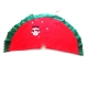 Covoras pentru Bradul de Craciun, din Tesatura Pufoasa, cu Fundite de Prindere, Model Mos Craciun, Rosu/ Verde, Diametru 90 cm