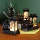Decoratiune de Craciun tip Locomotiva, Glob de Cristal cu Fulgi de Zapada, Model Om de Zapada, Iluminare LED, 11.5 x 12.5 x 6 cm, Carcasa Vintage Bronze, Transparent