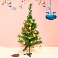 Brad Artificial Impodobit, 60 cm, suport plastic, cu instalatie luminoasa 20 LED alb cald + 20 globuri aurii incluse