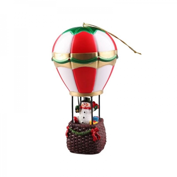 Decoratiune de Craciun tip Balon cu Aer Cald, Balon cu Om de Zapada, din Rasina, Model Balon cu Aer Cald si Om de Zapada Ilumina