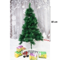 Brad artificial de Craciun tip pin, clasic, pentru interior/exterior, inaltime 90 cm, verde, suport de plastic inclus