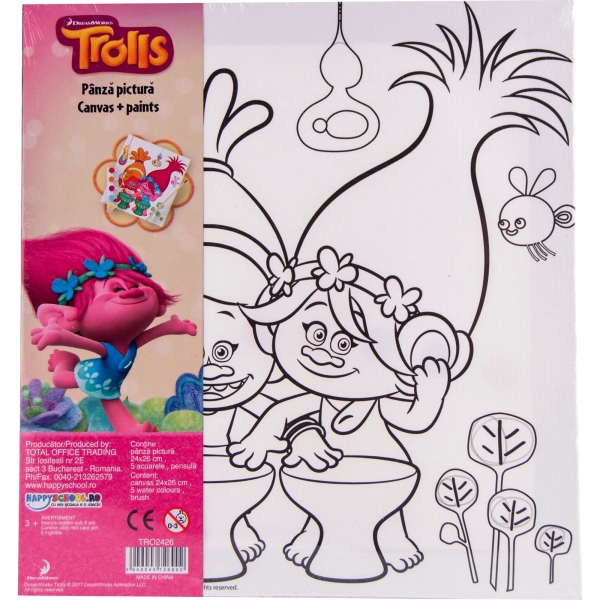 Panza pictura cu acuarele si pensula- Trolls