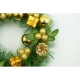Coronita de Craciun pentru usa, Verde/Auriu, 35 cm, PVC, Artificiala, Decorata, Interior/Exterior